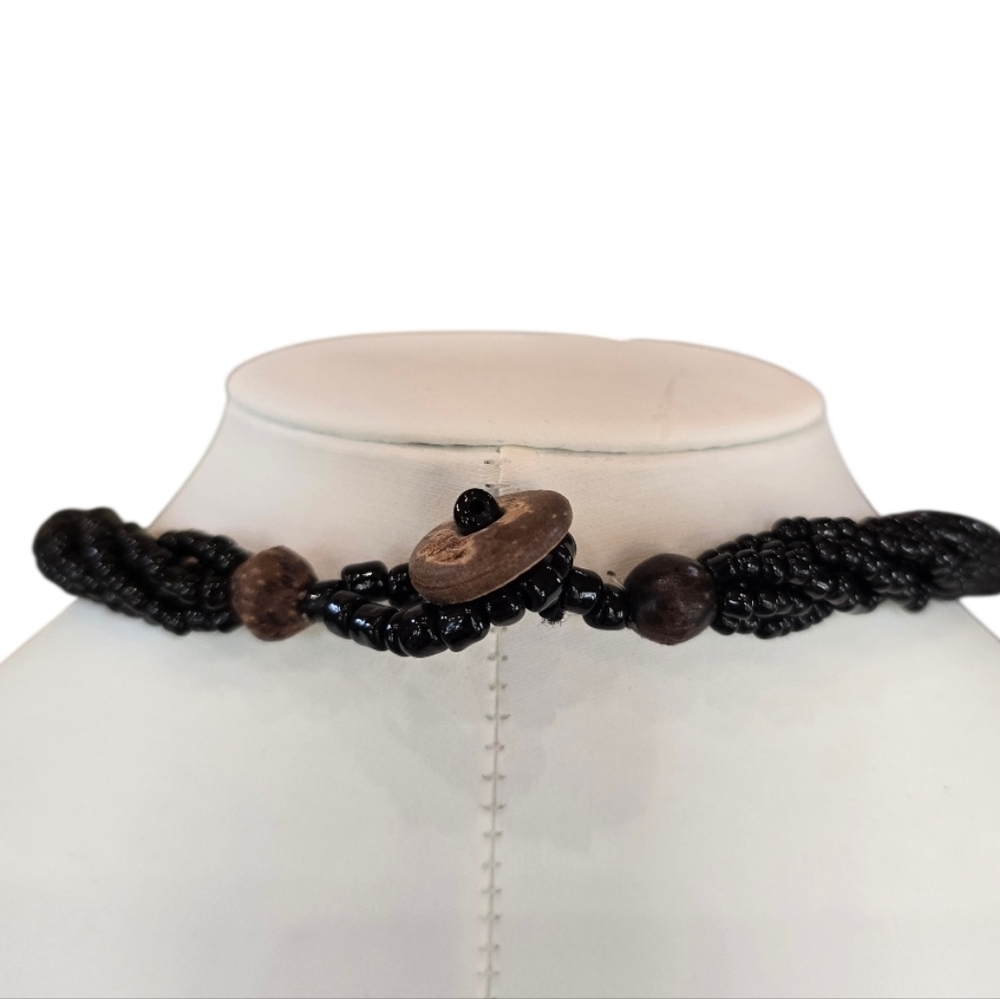 Jasper Gemstone Pendant Black Bead Handcrafted Necklace - Picture 3 of 4